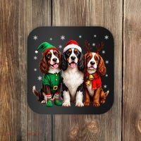 English Springer Spaniel Christmas Dogs Santa Reindeer Elf Coaster thumb 0