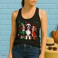 English Springer Spaniel Christmas Dogs Santa Reindeer Elf Women's Tank Top thumb 2