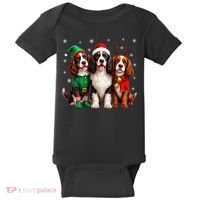 English Springer Spaniel Christmas Dogs Santa Reindeer Elf Baby Bodysuit thumb 0
