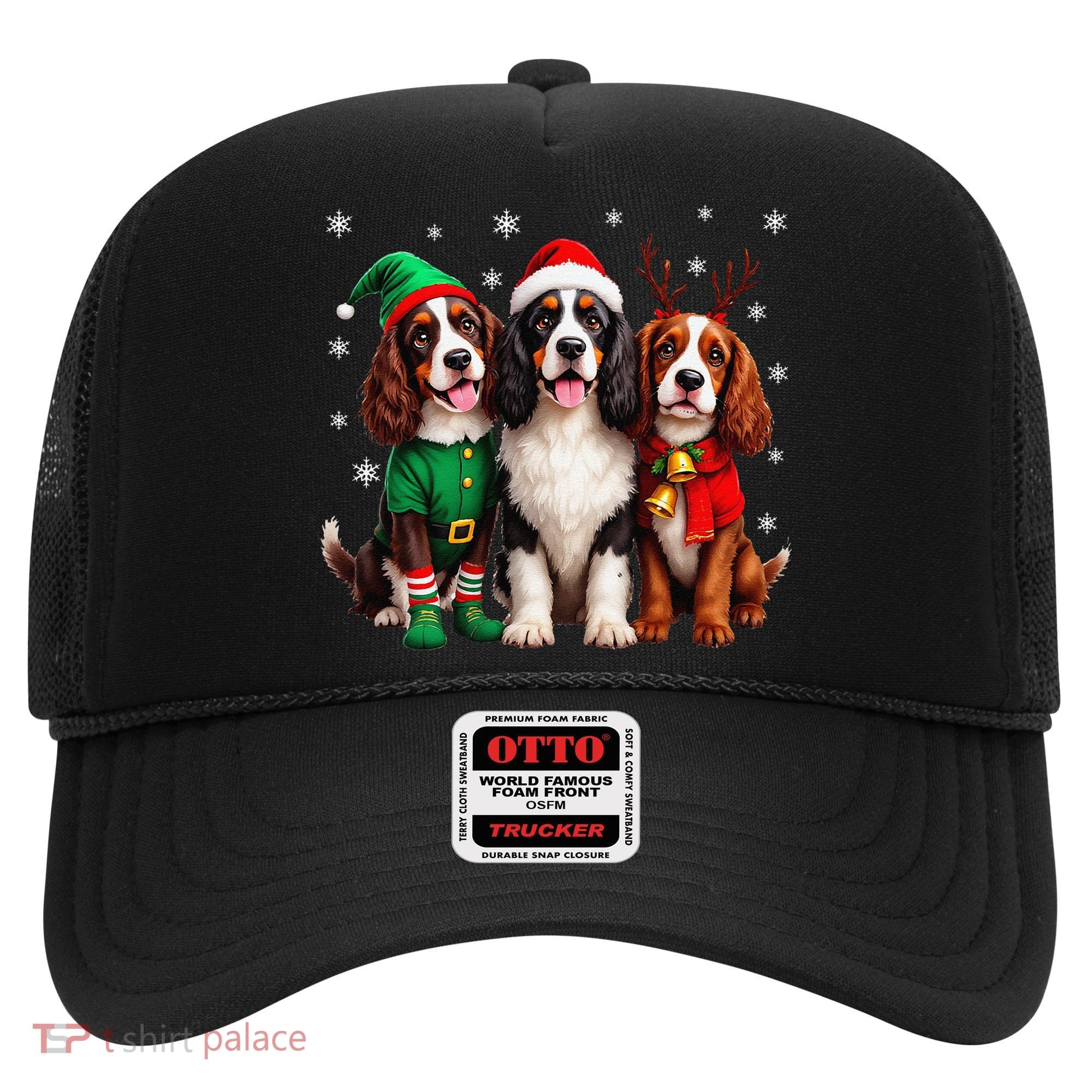 English Springer Spaniel Christmas Dogs Santa Reindeer Elf Hat