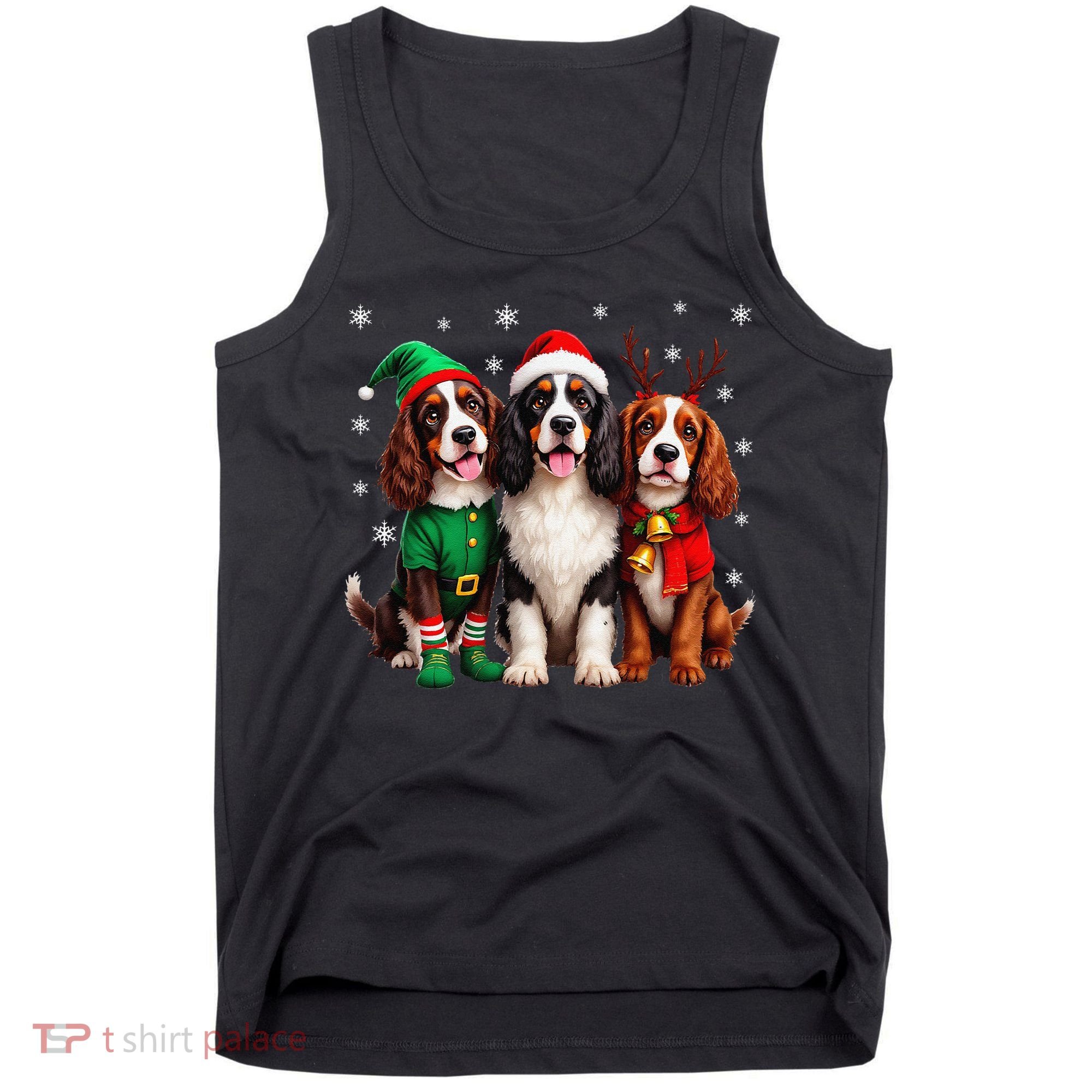 English Springer Spaniel Christmas Dogs Santa Reindeer Elf Tank Top