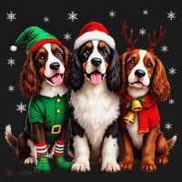 English Springer Spaniel Christmas Dogs Santa Reindeer Elf Tank Top thumb 6