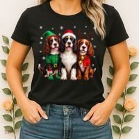 English Springer Spaniel Christmas Dogs Santa Reindeer Elf Women's T-Shirt thumb 2