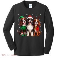 English Springer Spaniel Christmas Dogs Santa Reindeer Elf Kids Long Sleeve Shirt thumb 0