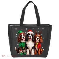 English Springer Spaniel Christmas Dogs Santa Reindeer Elf Tote Bag thumb 0
