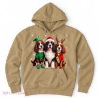 English Springer Spaniel Christmas Dogs Santa Reindeer Elf Hoodie thumb 0