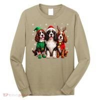 English Springer Spaniel Christmas Dogs Santa Reindeer Elf Long Sleeve Shirt thumb 0