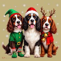 English Springer Spaniel Christmas Dogs Santa Reindeer Elf Mousepad thumb 1