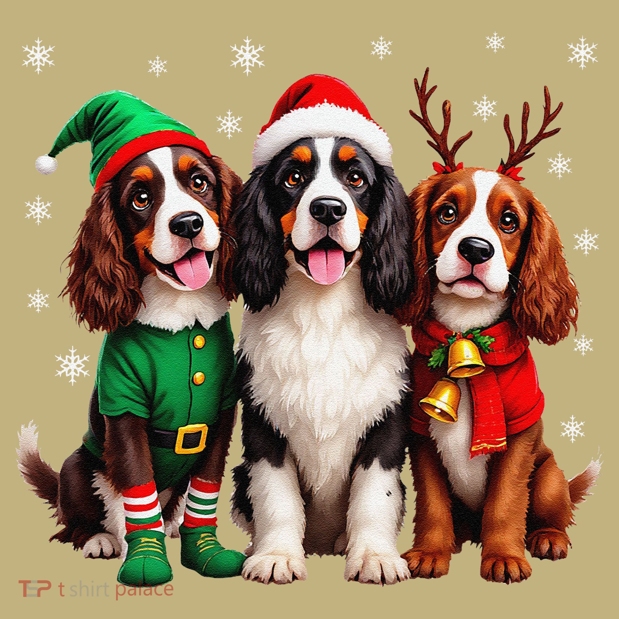 English Springer Spaniel Christmas Dogs Santa Reindeer Elf Mousepad