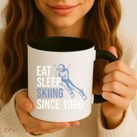 Eat Sleep Skiing Repeat Skier Sport Winter Addiction Ski Cute Gift Coffee Mug thumb 3