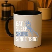 Eat Sleep Skiing Repeat Skier Sport Winter Addiction Ski Cute Gift Coffee Mug thumb 4