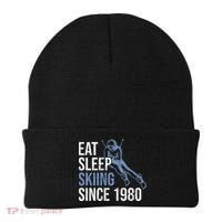 Eat Sleep Skiing Repeat Skier Sport Winter Addiction Ski Cute Gift Beanie thumb 0