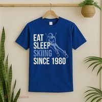 Eat Sleep Skiing Repeat Skier Sport Winter Addiction Ski Cute Gift T-Shirt thumb 2