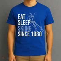 Eat Sleep Skiing Repeat Skier Sport Winter Addiction Ski Cute Gift T-Shirt thumb 3