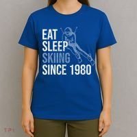 Eat Sleep Skiing Repeat Skier Sport Winter Addiction Ski Cute Gift T-Shirt thumb 4