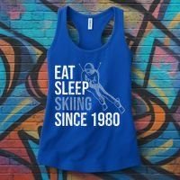 Eat Sleep Skiing Repeat Skier Sport Winter Addiction Ski Cute Gift Women's Tank Top thumb 3