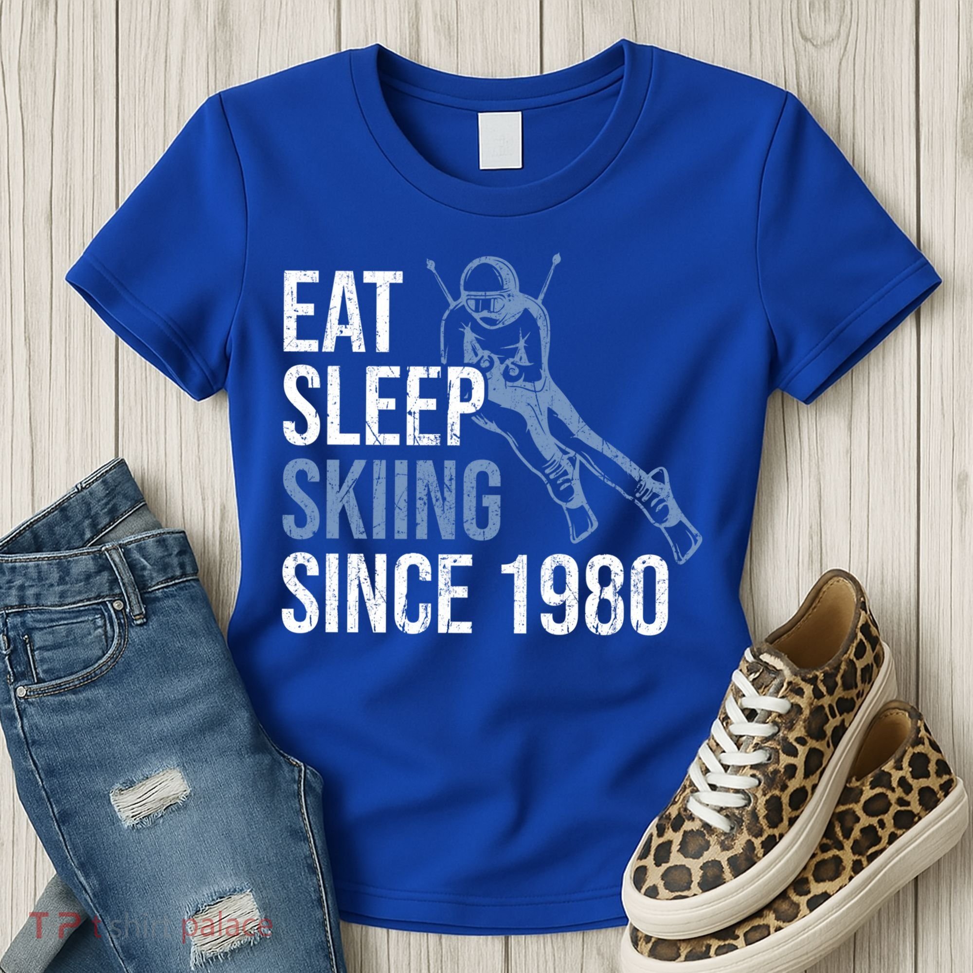 Eat Sleep Skiing Repeat Skier Sport Winter Addiction Ski Cute Gift Women's T-Shirt