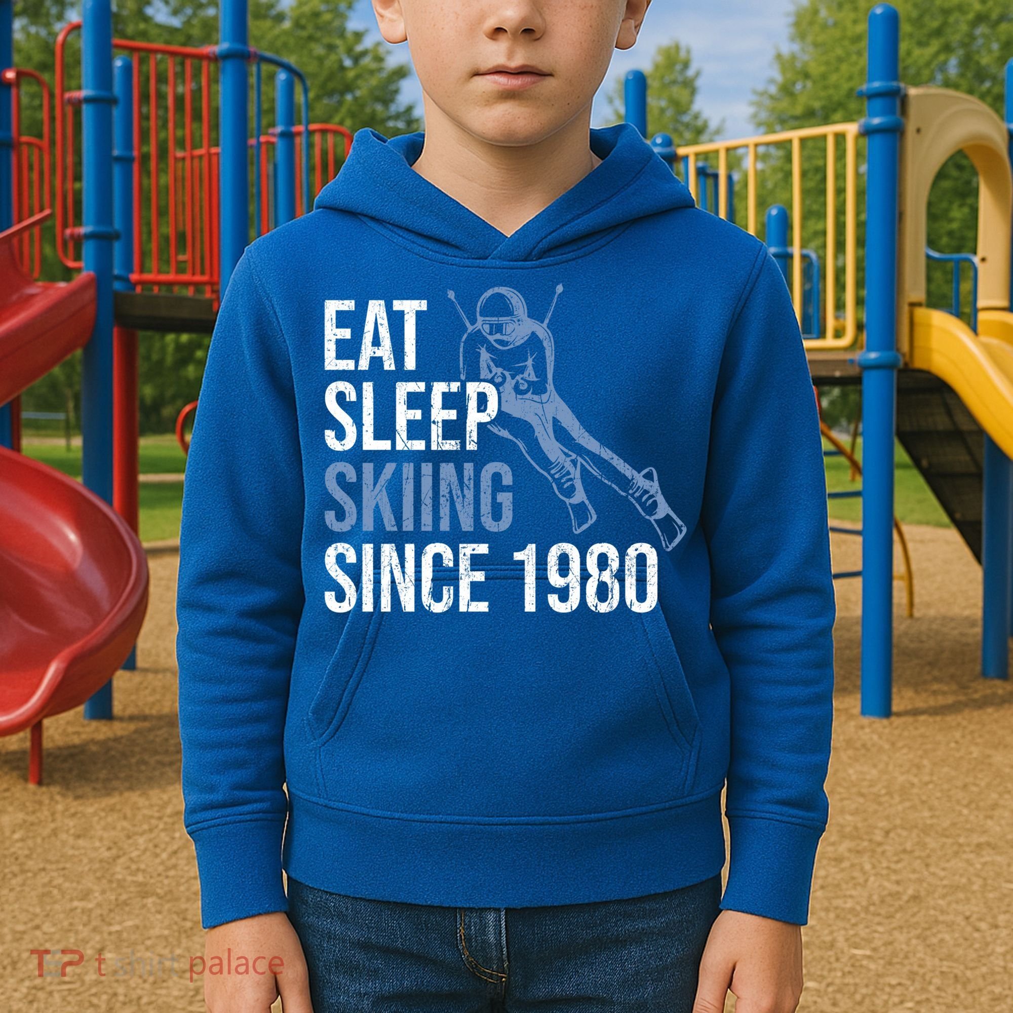 Eat Sleep Skiing Repeat Skier Sport Winter Addiction Ski Cute Gift Kids Hoodie