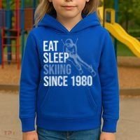 Eat Sleep Skiing Repeat Skier Sport Winter Addiction Ski Cute Gift Kids Hoodie thumb 3