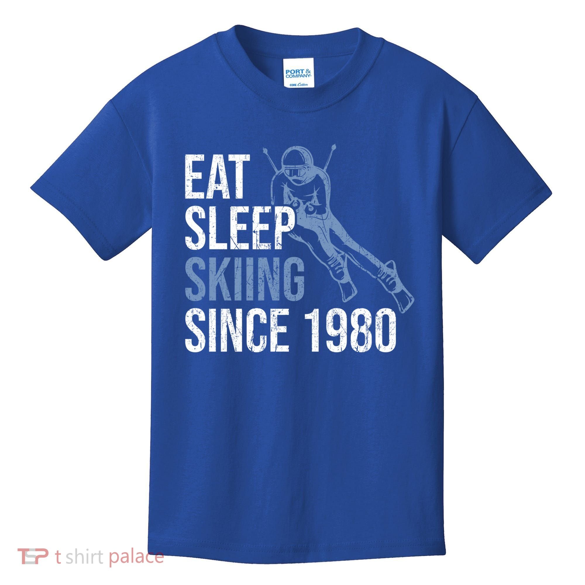 Eat Sleep Skiing Repeat Skier Sport Winter Addiction Ski Cute Gift Kids T-Shirt