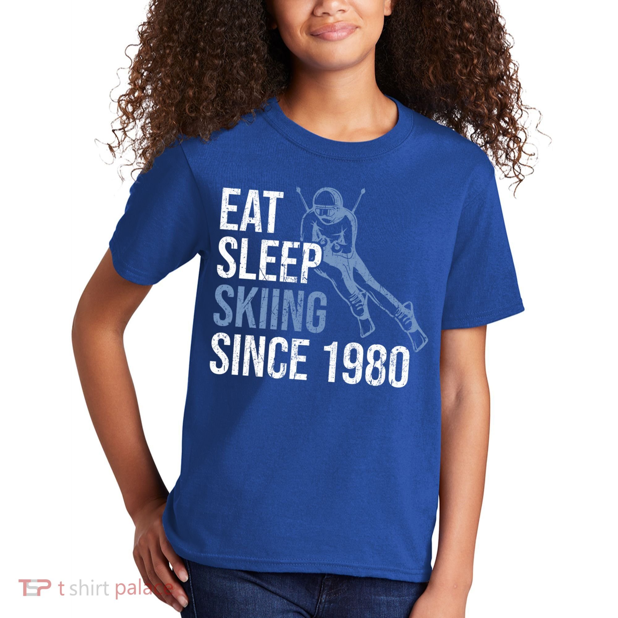 Eat Sleep Skiing Repeat Skier Sport Winter Addiction Ski Cute Gift Kids T-Shirt