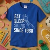 Eat Sleep Skiing Repeat Skier Sport Winter Addiction Ski Cute Gift Kids T-Shirt thumb 3