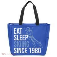 Eat Sleep Skiing Repeat Skier Sport Winter Addiction Ski Cute Gift Tote Bag thumb 0