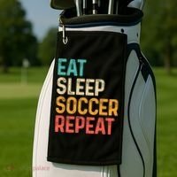 Eat Sleep Soccer Repeat Cool Soccer Lover Player Golf Towel thumb 2
