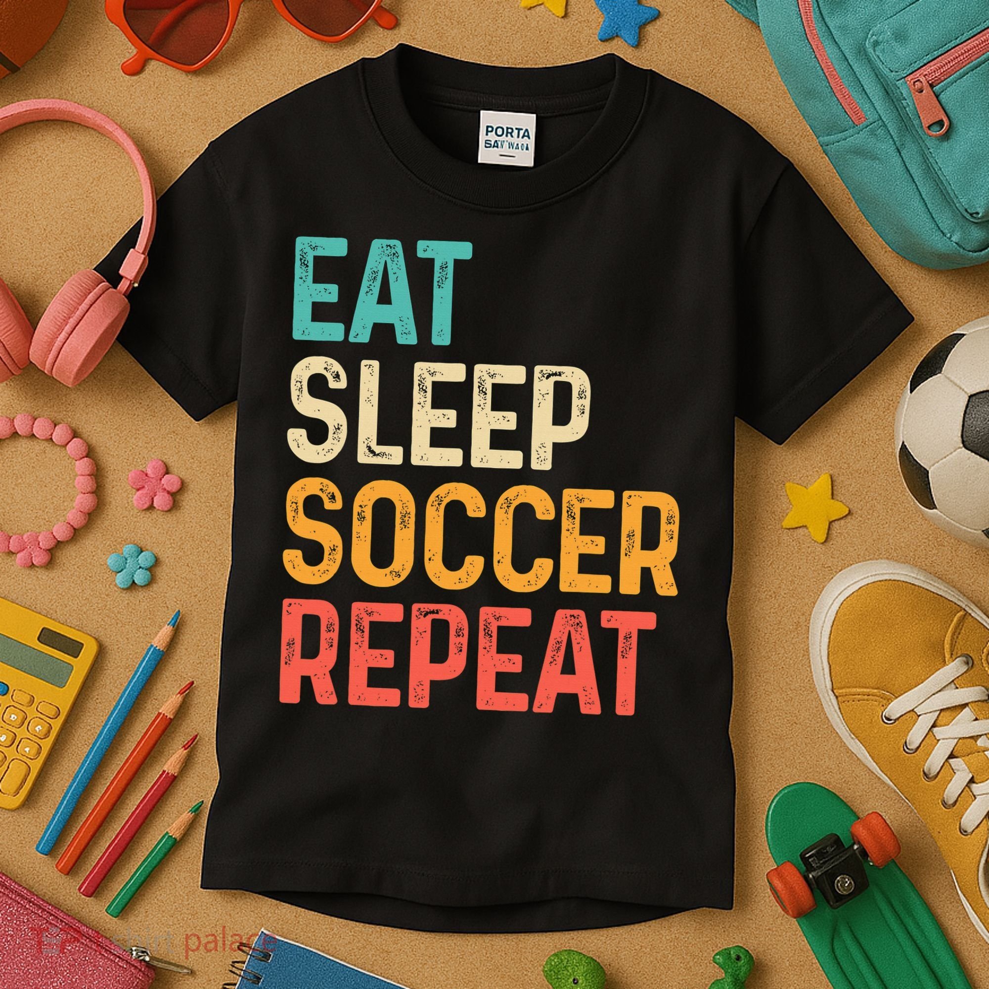 Eat Sleep Soccer Repeat Cool Soccer Lover Player Kids T-Shirt