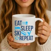 Eat Sleep Ski Repeat Skiing Skier Funny Vintage Retro Coffee Mug thumb 3