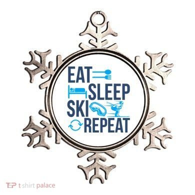 Eat Sleep Ski Repeat Skiing Skier Funny Vintage Retro Ornament