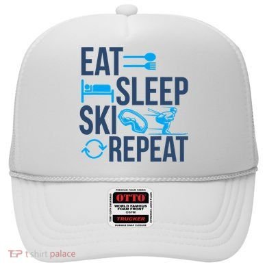 Eat Sleep Ski Repeat Skiing Skier Funny Vintage Retro Hat