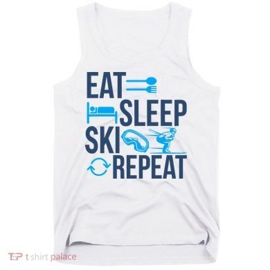 Eat Sleep Ski Repeat Skiing Skier Funny Vintage Retro Tank Top