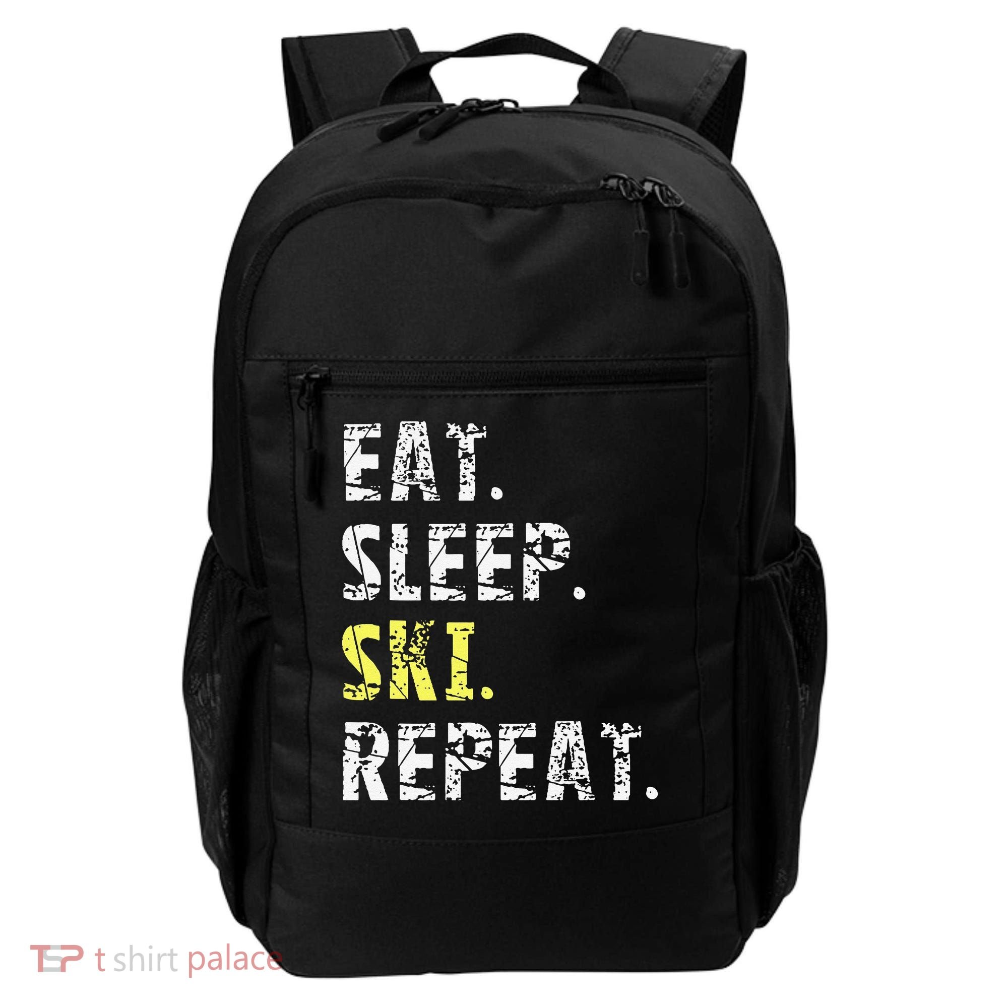 Eat Sleep Skiing Repeat Snow Sport Funny Ski Skiing Backpack