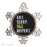 Eat Sleep Skiing Repeat Snow Sport Funny Ski Skiing Ornament thumb 0