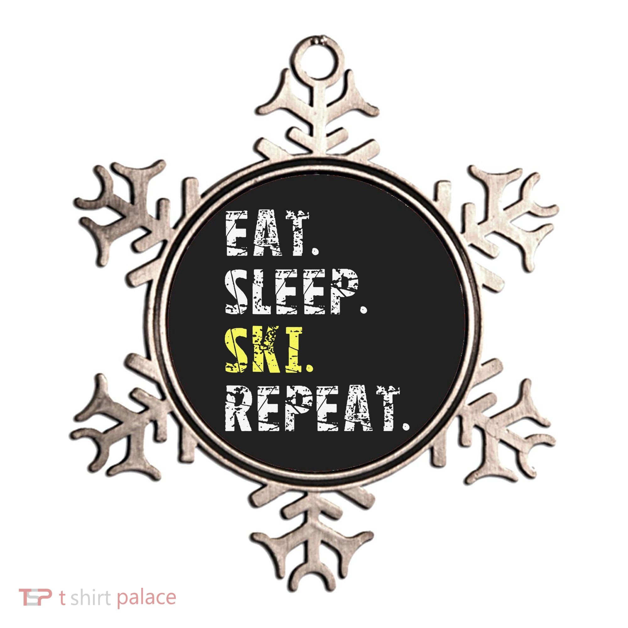Eat Sleep Skiing Repeat Snow Sport Funny Ski Skiing Ornament