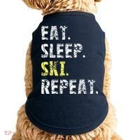 Eat Sleep Skiing Repeat Snow Sport Funny Ski Skiing Doggie Tank thumb 0