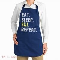 Eat Sleep Skiing Repeat Snow Sport Funny Ski Skiing Apron thumb 2