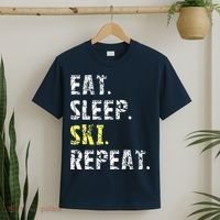 Eat Sleep Skiing Repeat Snow Sport Funny Ski Skiing T-Shirt thumb 2