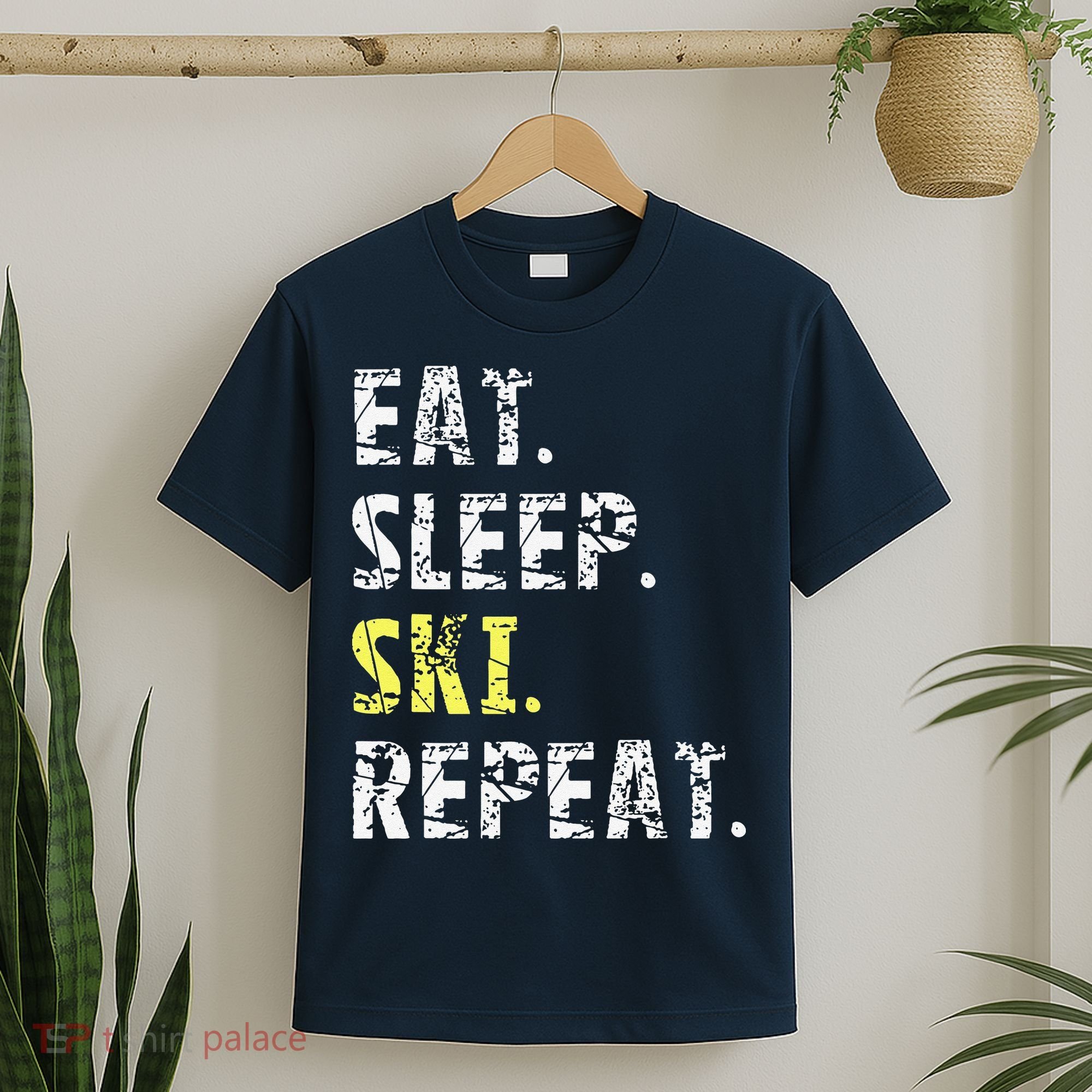 Eat Sleep Skiing Repeat Snow Sport Funny Ski Skiing T-Shirt