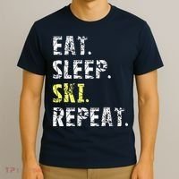 Eat Sleep Skiing Repeat Snow Sport Funny Ski Skiing T-Shirt thumb 3