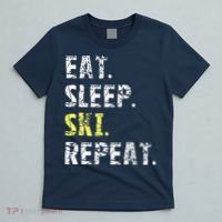 Eat Sleep Skiing Repeat Snow Sport Funny Ski Skiing T-Shirt thumb 5