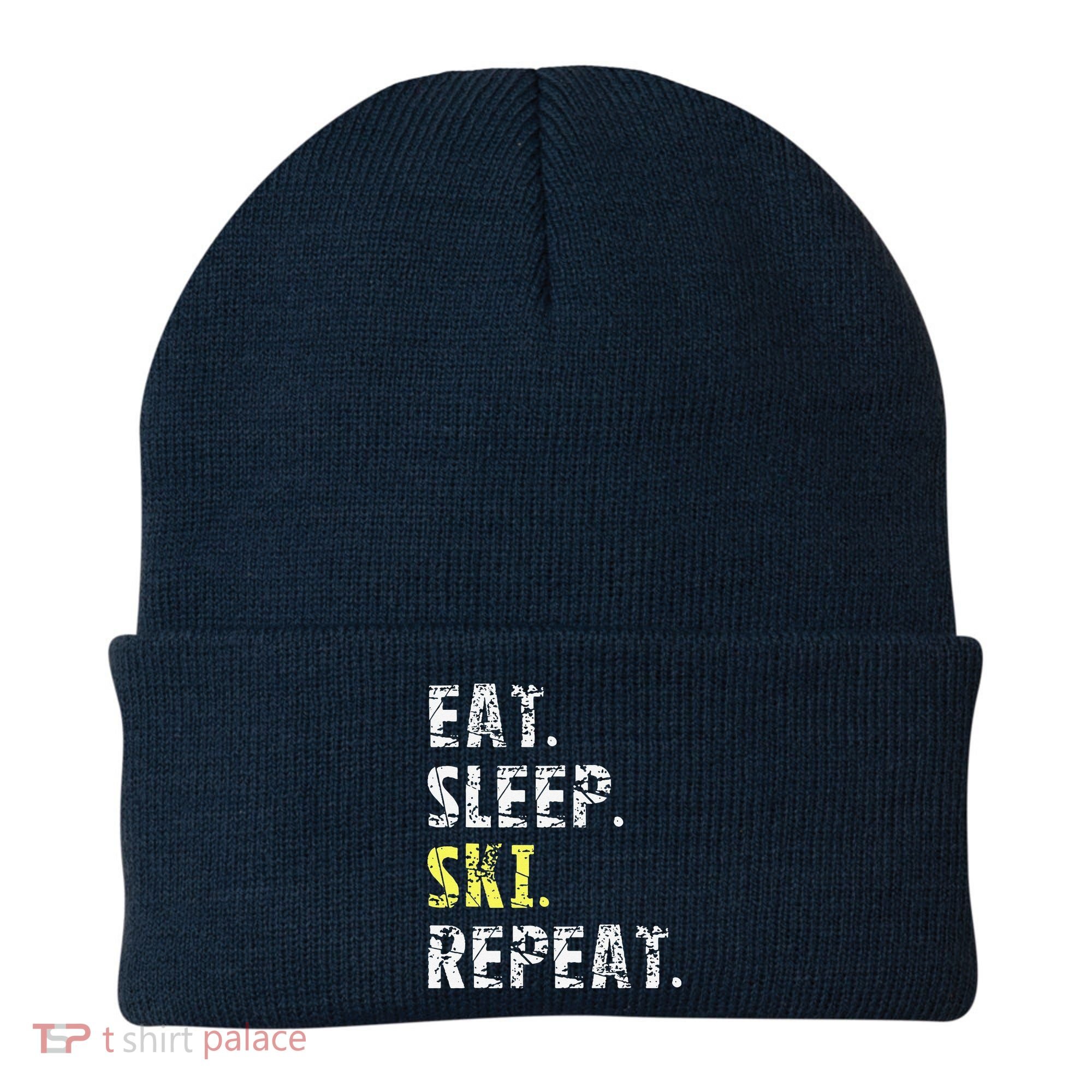 Eat Sleep Skiing Repeat Snow Sport Funny Ski Skiing Beanie