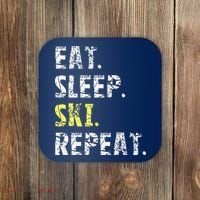 Eat Sleep Skiing Repeat Snow Sport Funny Ski Skiing Coaster thumb 0