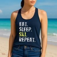 Eat Sleep Skiing Repeat Snow Sport Funny Ski Skiing Women's Tank Top thumb 2