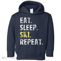 Eat Sleep Skiing Repeat Snow Sport Funny Ski Skiing Toddler Hoodie thumb 0