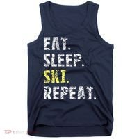 Eat Sleep Skiing Repeat Snow Sport Funny Ski Skiing Tank Top thumb 0