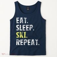 Eat Sleep Skiing Repeat Snow Sport Funny Ski Skiing Tank Top thumb 2