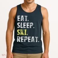 Eat Sleep Skiing Repeat Snow Sport Funny Ski Skiing Tank Top thumb 3