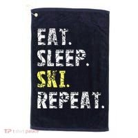 Eat Sleep Skiing Repeat Snow Sport Funny Ski Skiing Golf Towel thumb 0